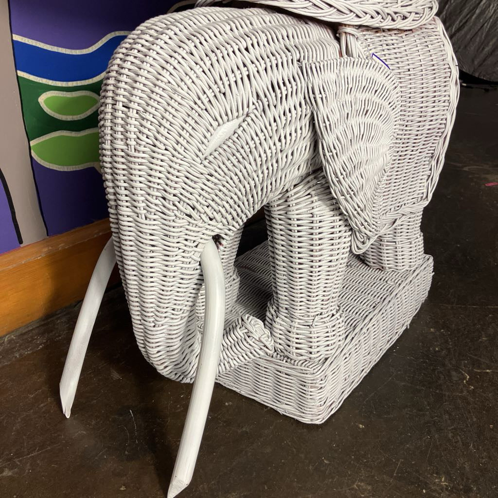 Vintage Wicker Elephant Plant Stand