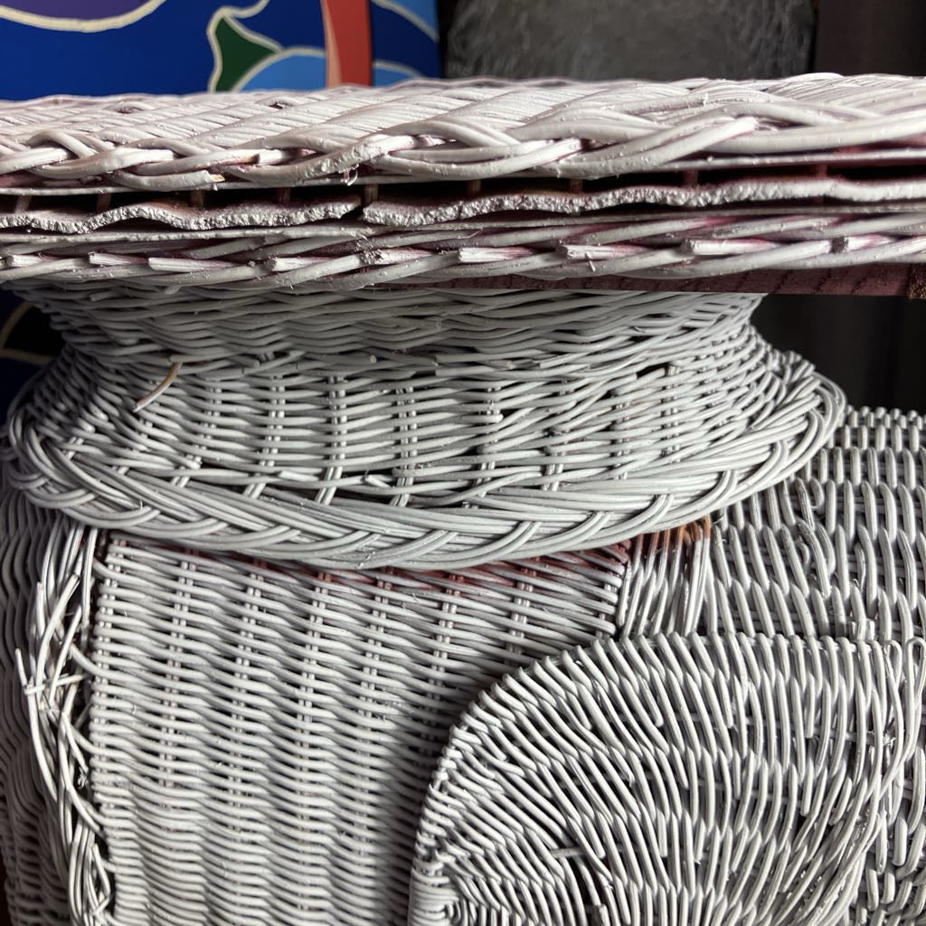 Vintage Wicker Elephant Plant Stand