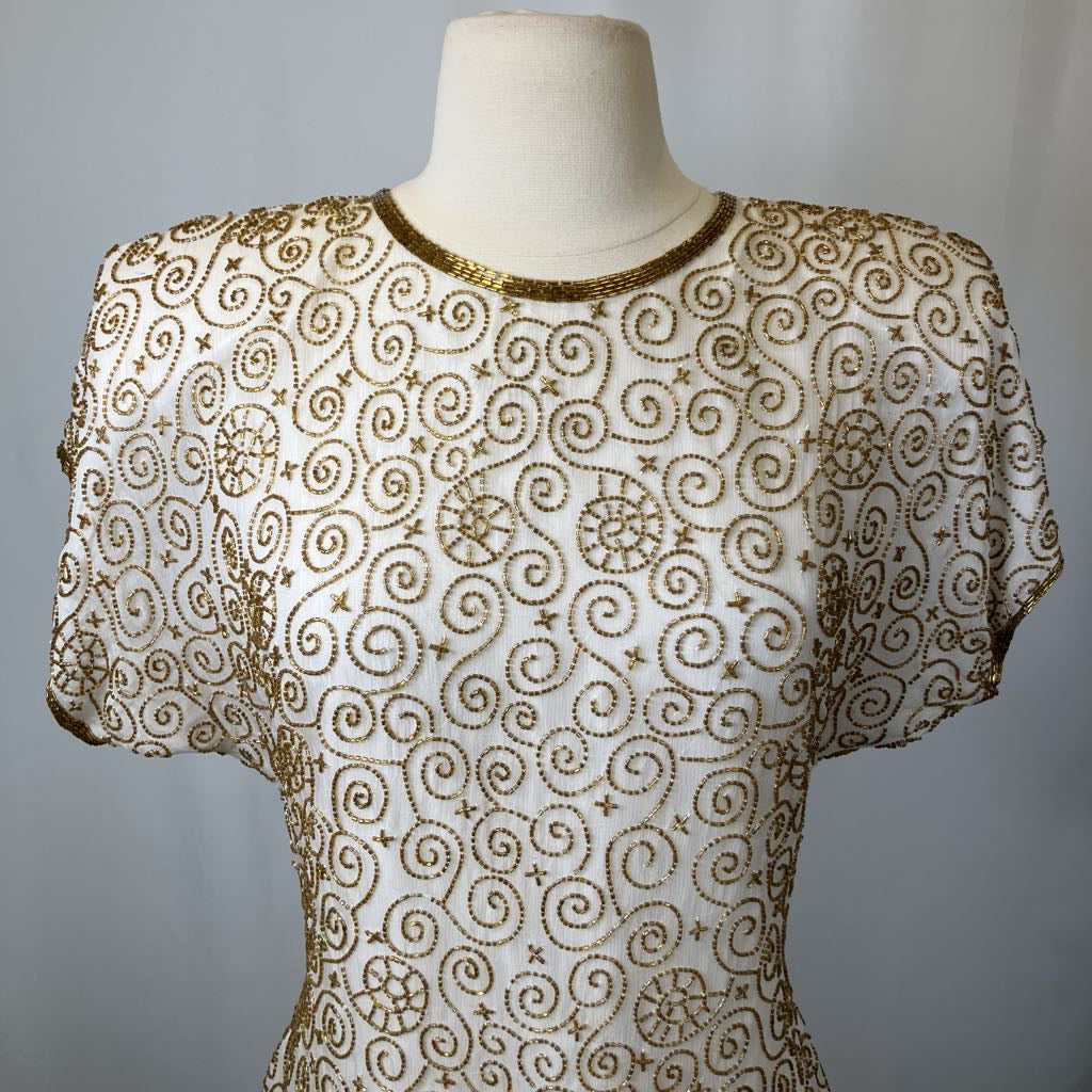 80s Laurence Kazar Beaded Dress