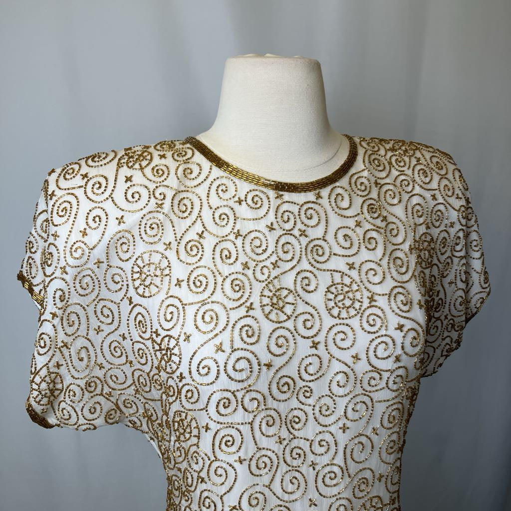 80s Laurence Kazar Beaded Dress