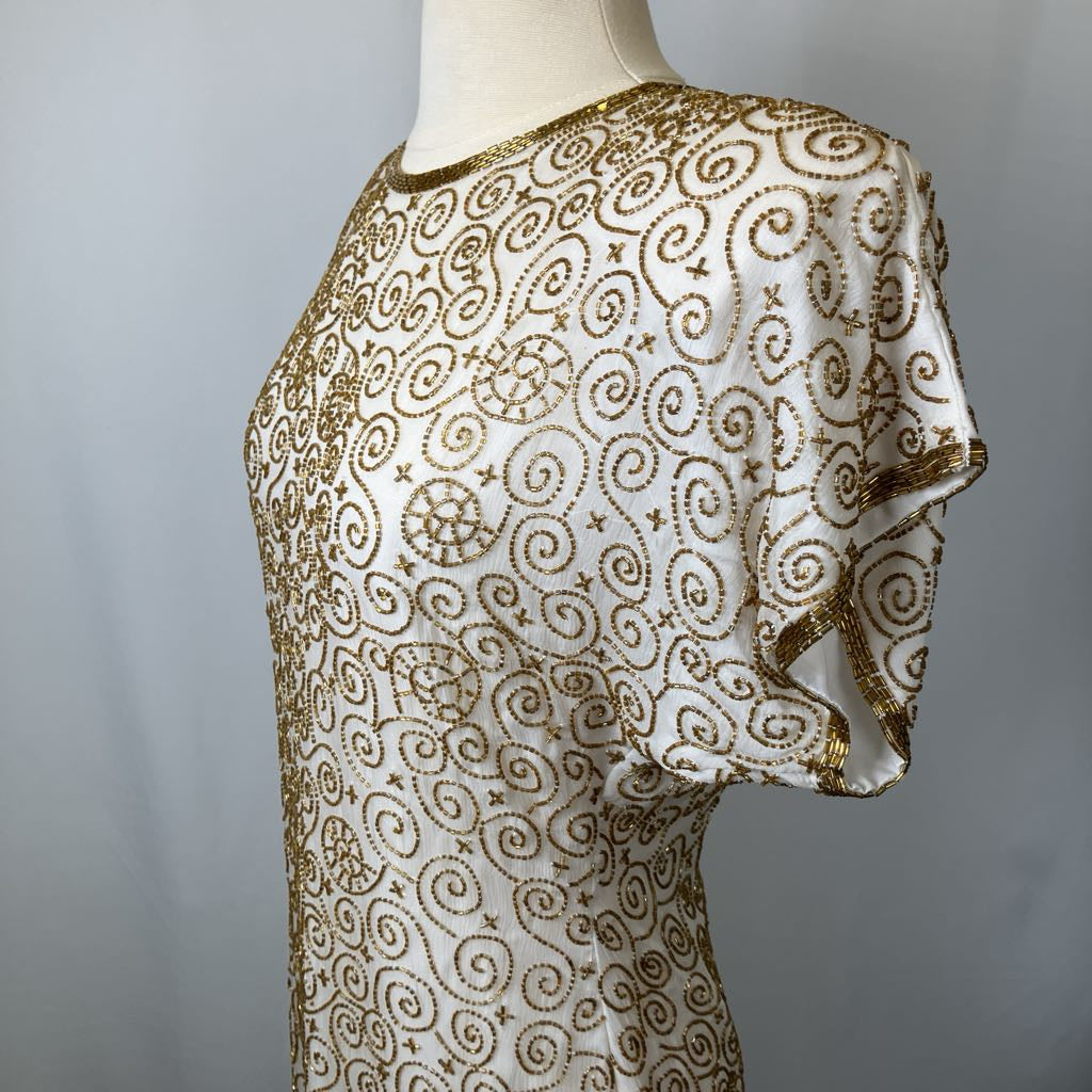 80s Laurence Kazar Beaded Dress