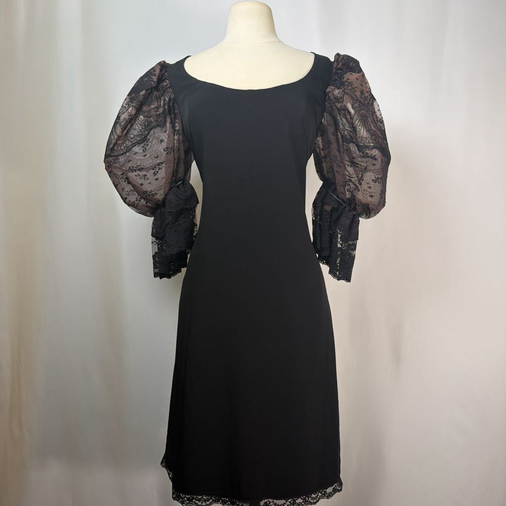 1980s Pat Kerr London Puff Sleeve Dress