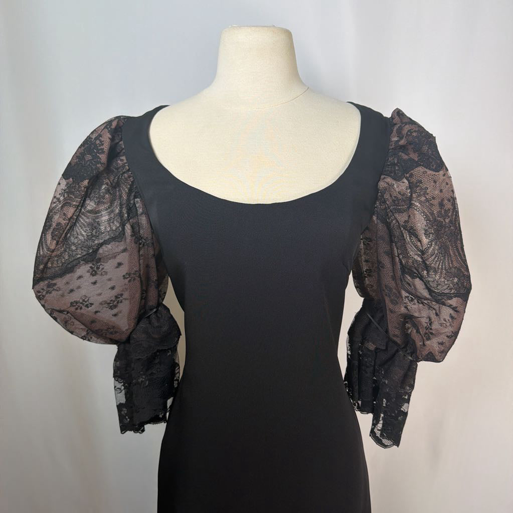 1980s Pat Kerr London Puff Sleeve Dress