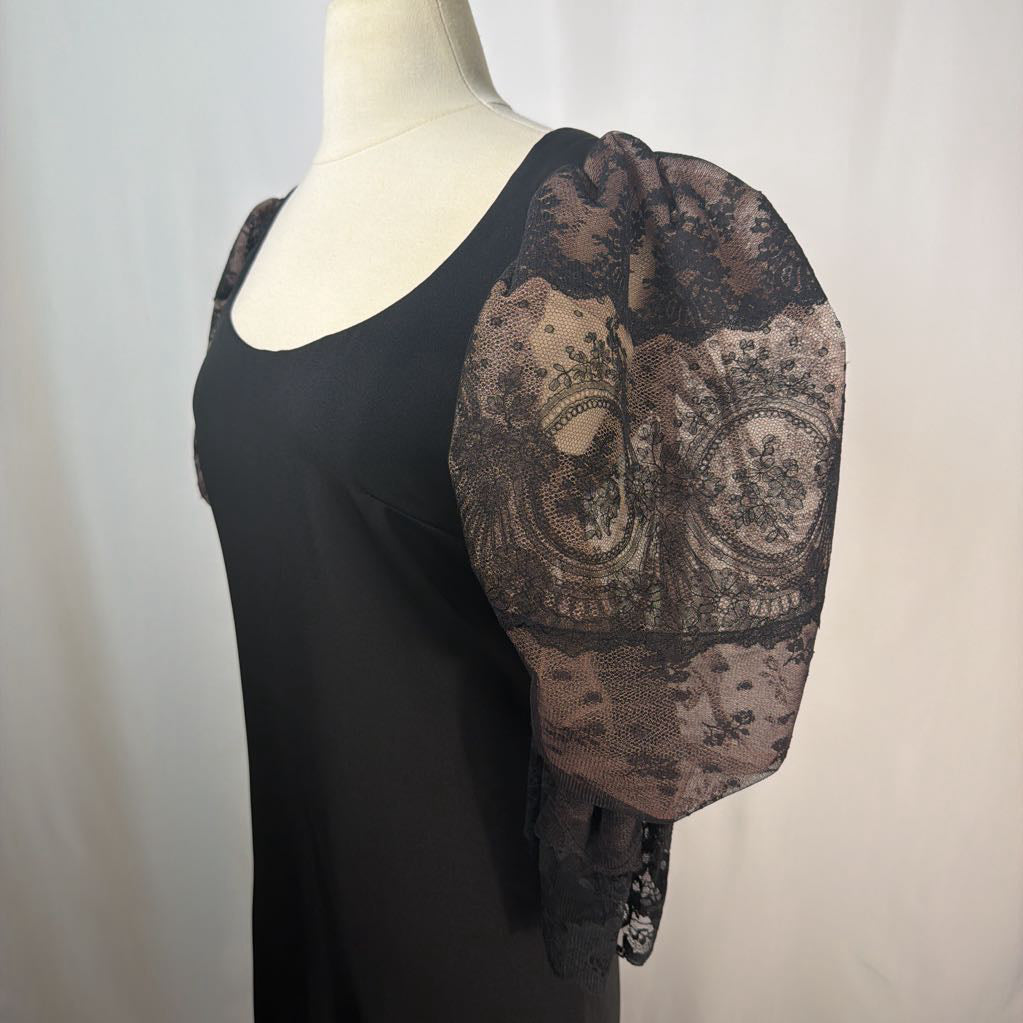 1980s Pat Kerr London Puff Sleeve Dress