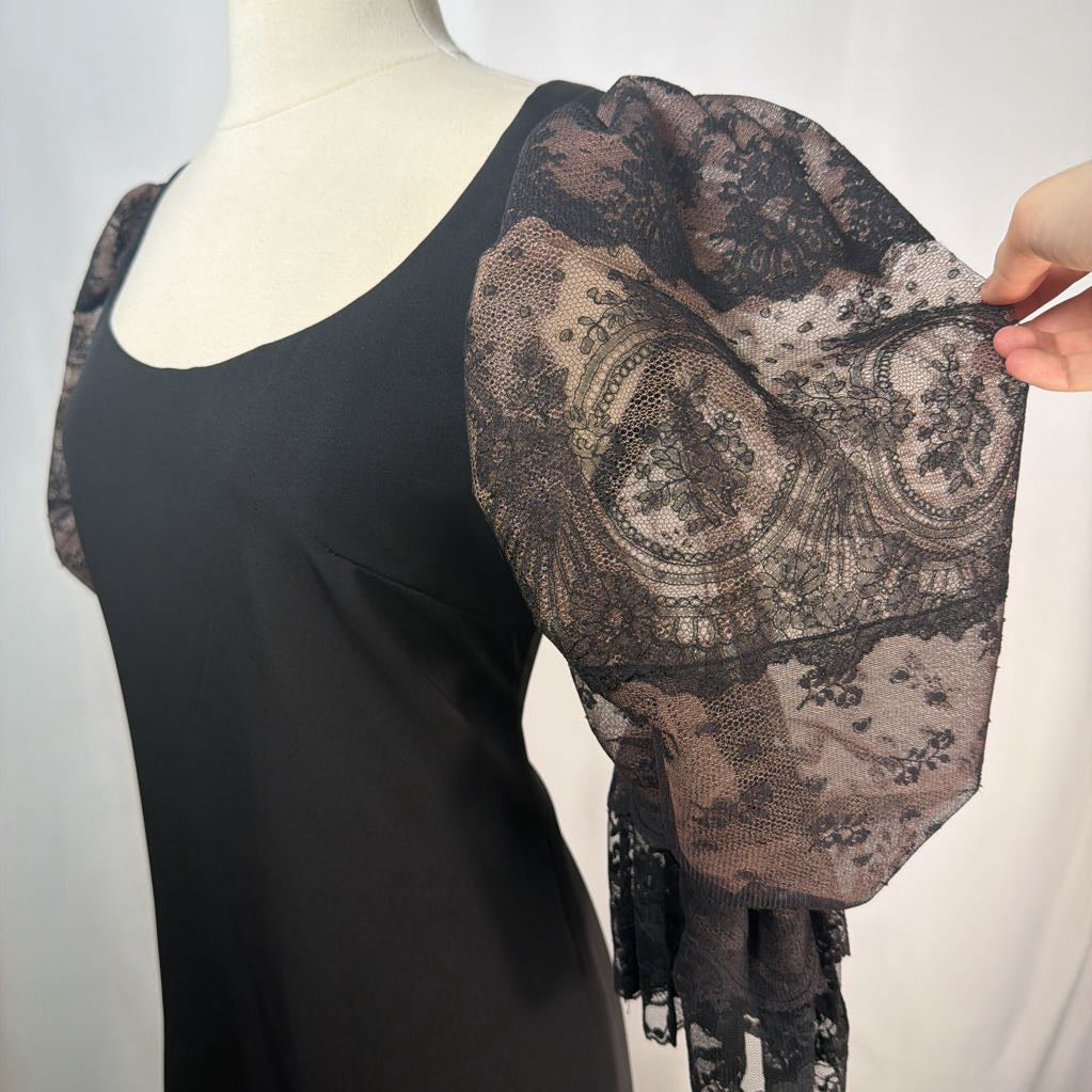 1980s Pat Kerr London Puff Sleeve Dress