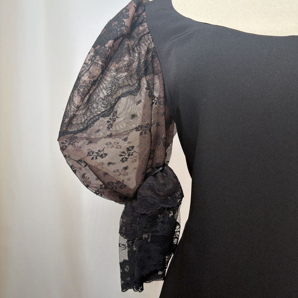 1980s Pat Kerr London Puff Sleeve Dress