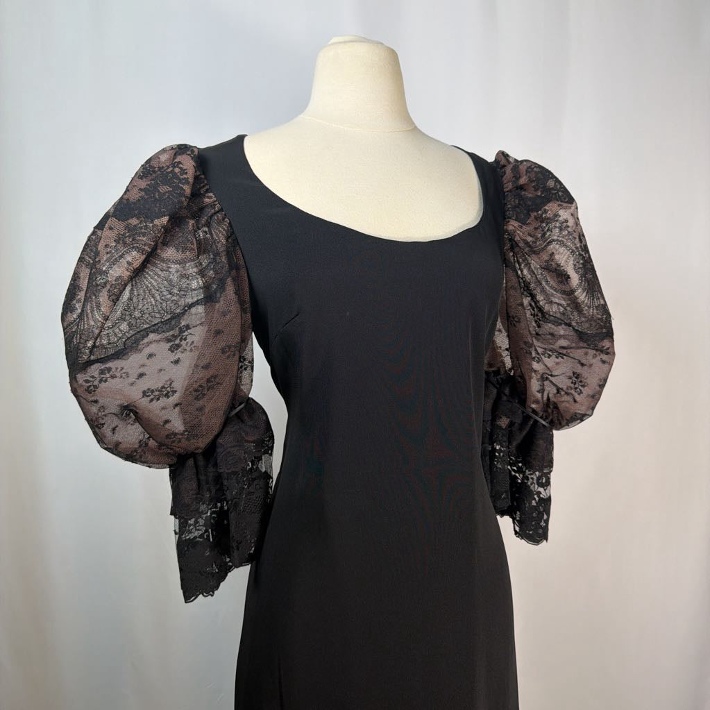 1980s Pat Kerr London Puff Sleeve Dress