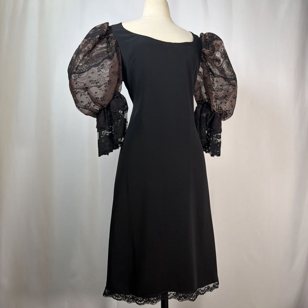 1980s Pat Kerr London Puff Sleeve Dress