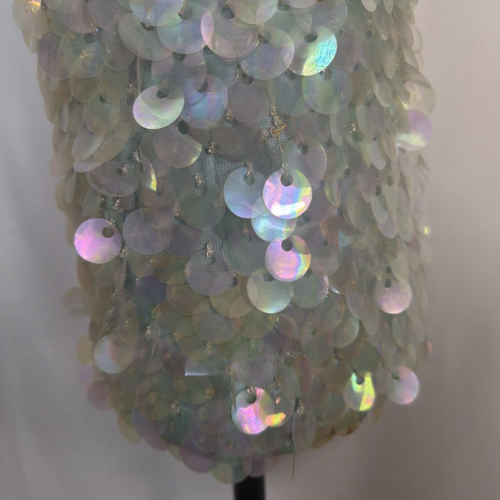 1960s Wool Skirt w/ Sequins Hand Decorated in Japan