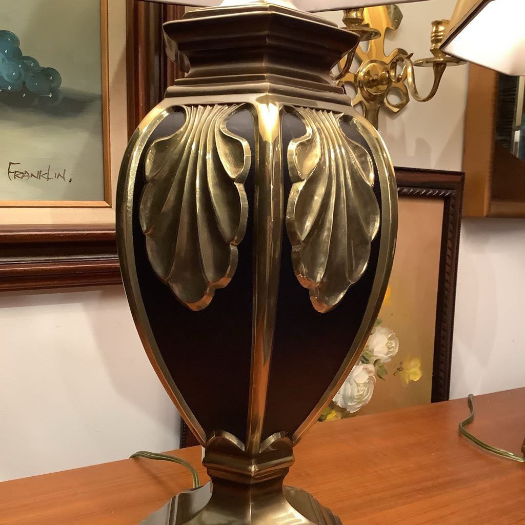 Vintage Enamel and Gold Medal Embellished Lamps