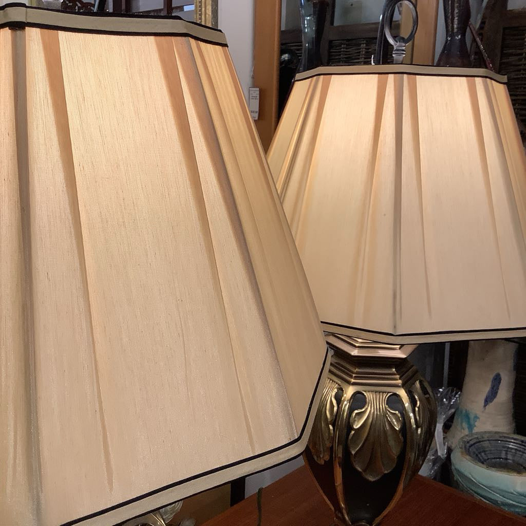 Vintage Enamel and Gold Medal Embellished Lamps