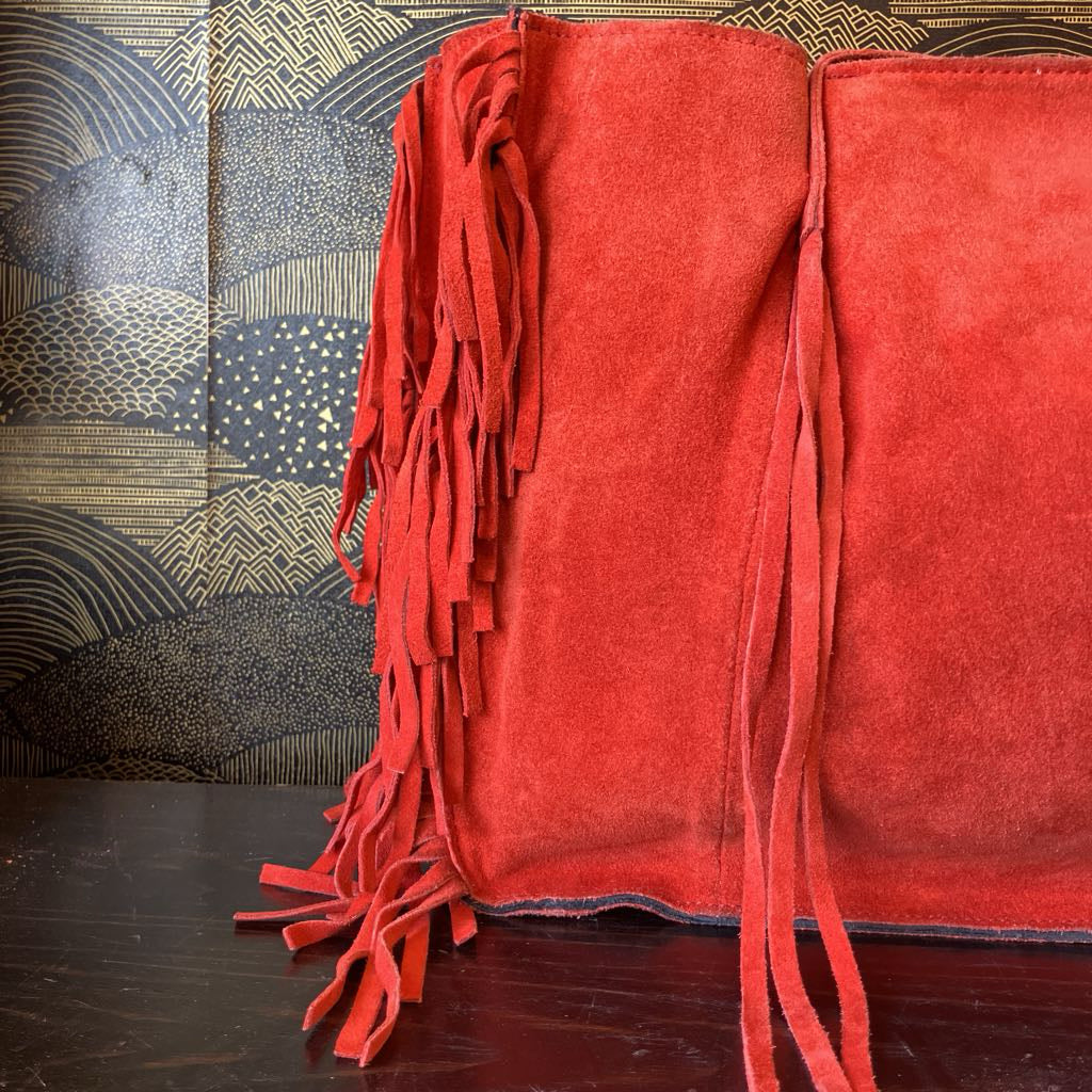 Vintage Zara Red Suede Fringe Bag