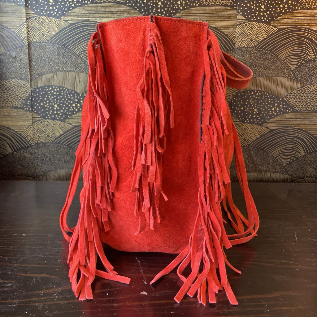 Vintage Zara Red Suede Fringe Bag