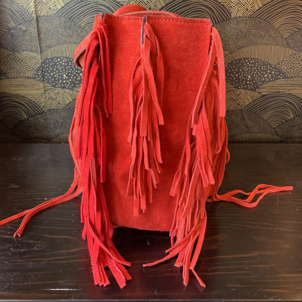 Vintage Zara Red Suede Fringe Bag