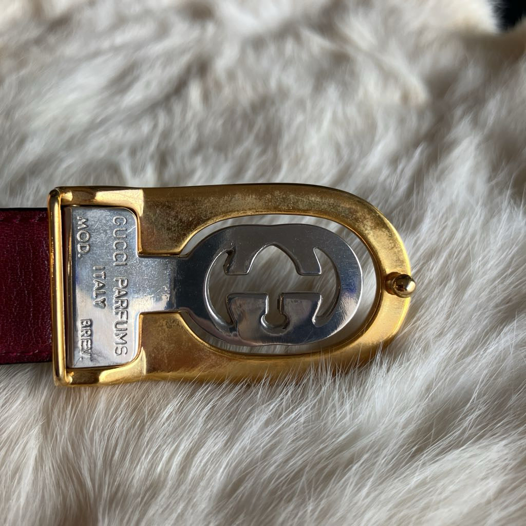 1980s Vintage Gucci Reversible Belt with Two Tone Interlocking G Buckle