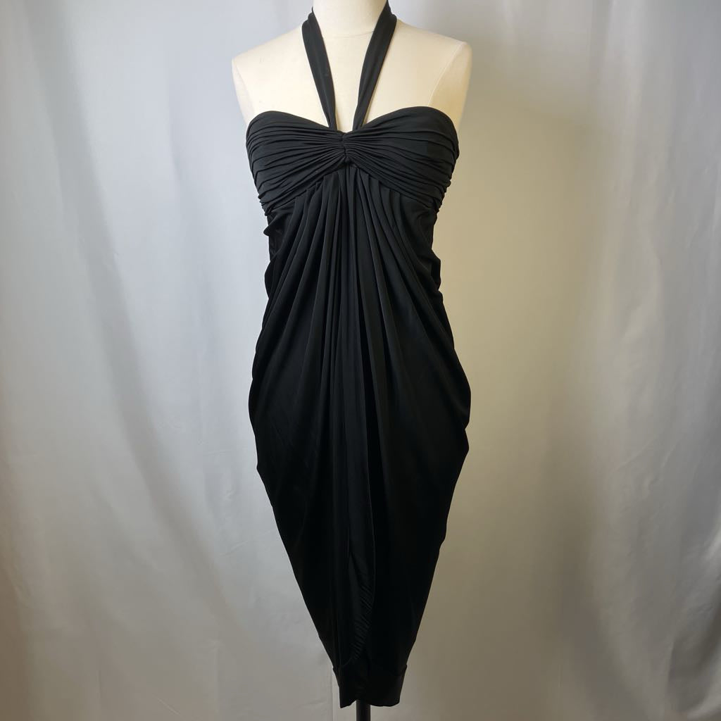 Halter Tie-Top Black Evening Dress