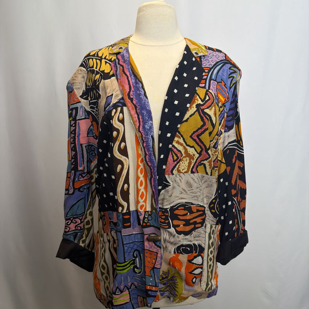 1980's Multi Color Pattern Oversize Jacket