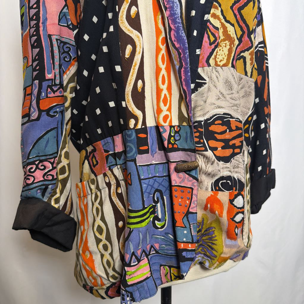 1980's Multi Color Pattern Oversize Jacket