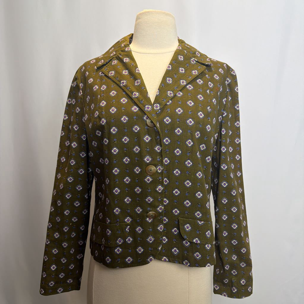 1960s Green & Purple Button-Up Jacket