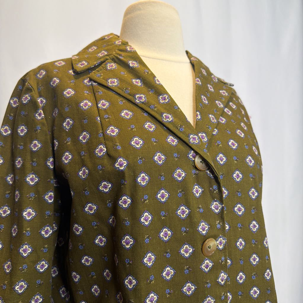 1960s Green & Purple Button-Up Jacket