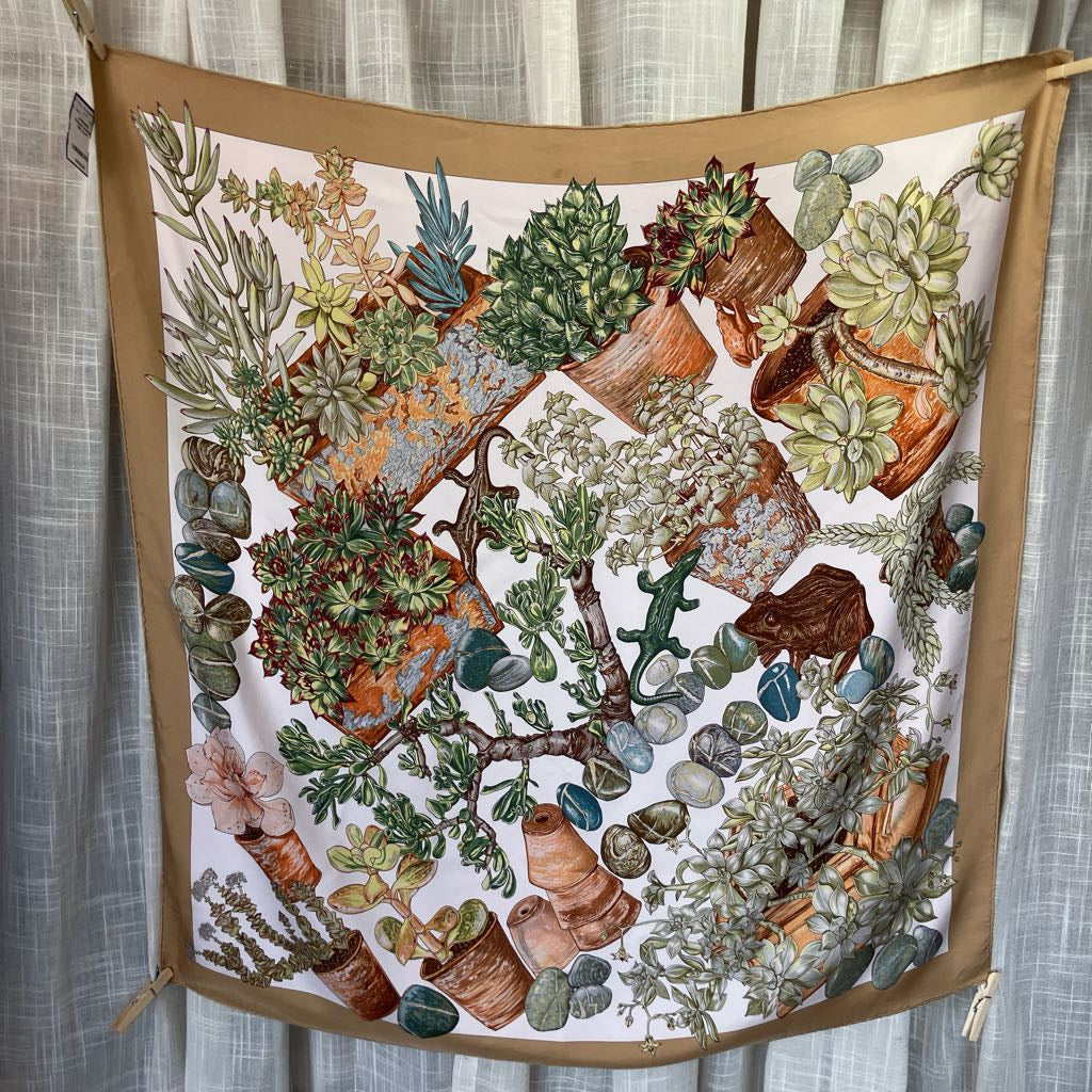 Authentic Vintage Hermes Silk "Jardin Secret" Scarf