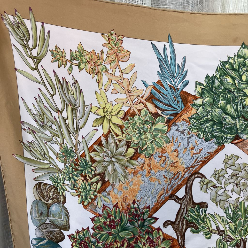 Authentic Vintage Hermes Silk "Jardin Secret" Scarf