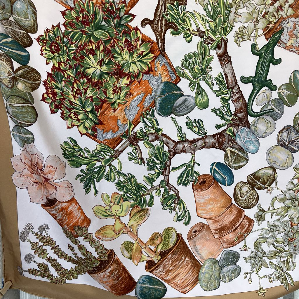 Authentic Vintage Hermes Silk "Jardin Secret" Scarf