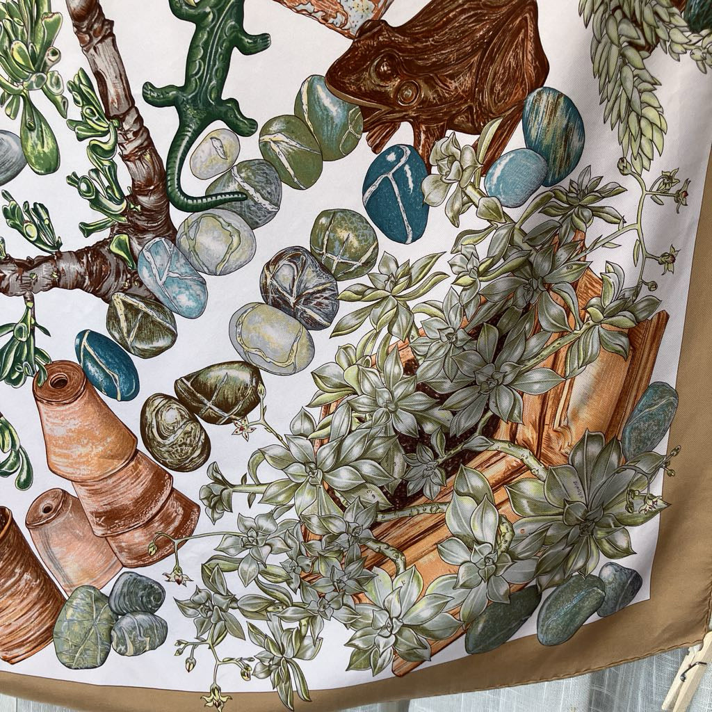 Authentic Vintage Hermes Silk "Jardin Secret" Scarf