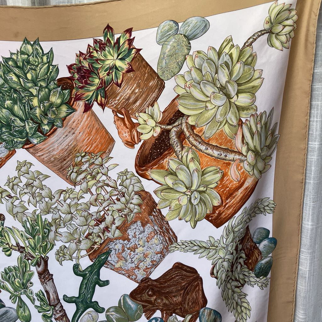 Authentic Vintage Hermes Silk "Jardin Secret" Scarf