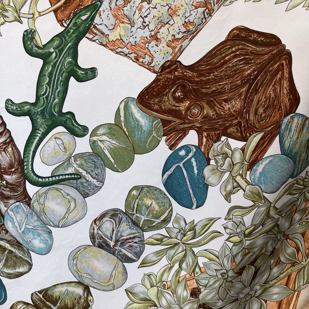 Authentic Vintage Hermes Silk "Jardin Secret" Scarf