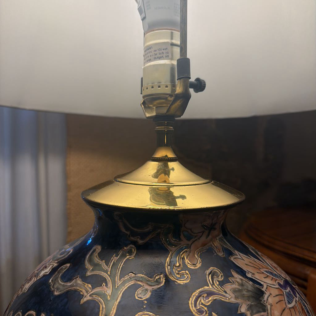 Vintage Blue Floral Lamp