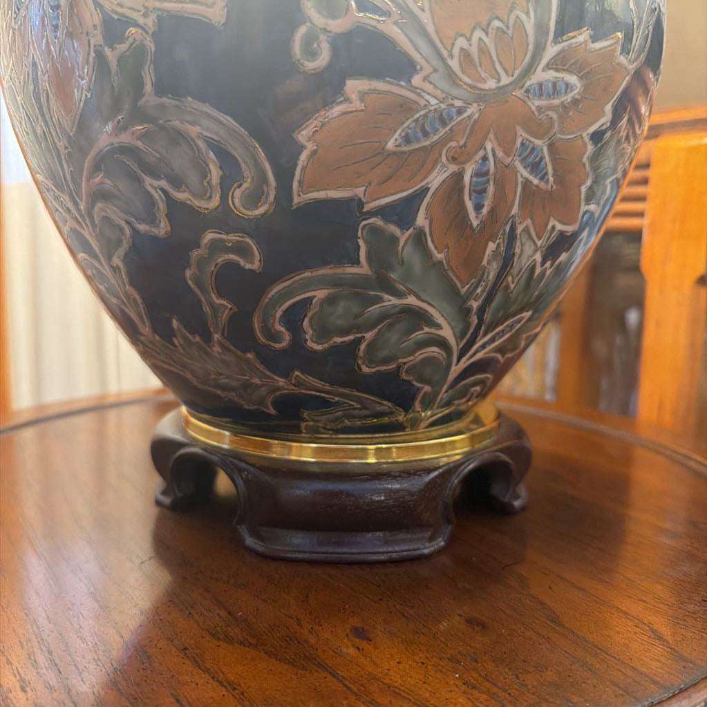 Vintage Blue Floral Lamp