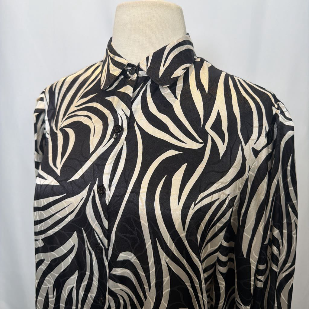70s 80s Zebra Stripe Blouse