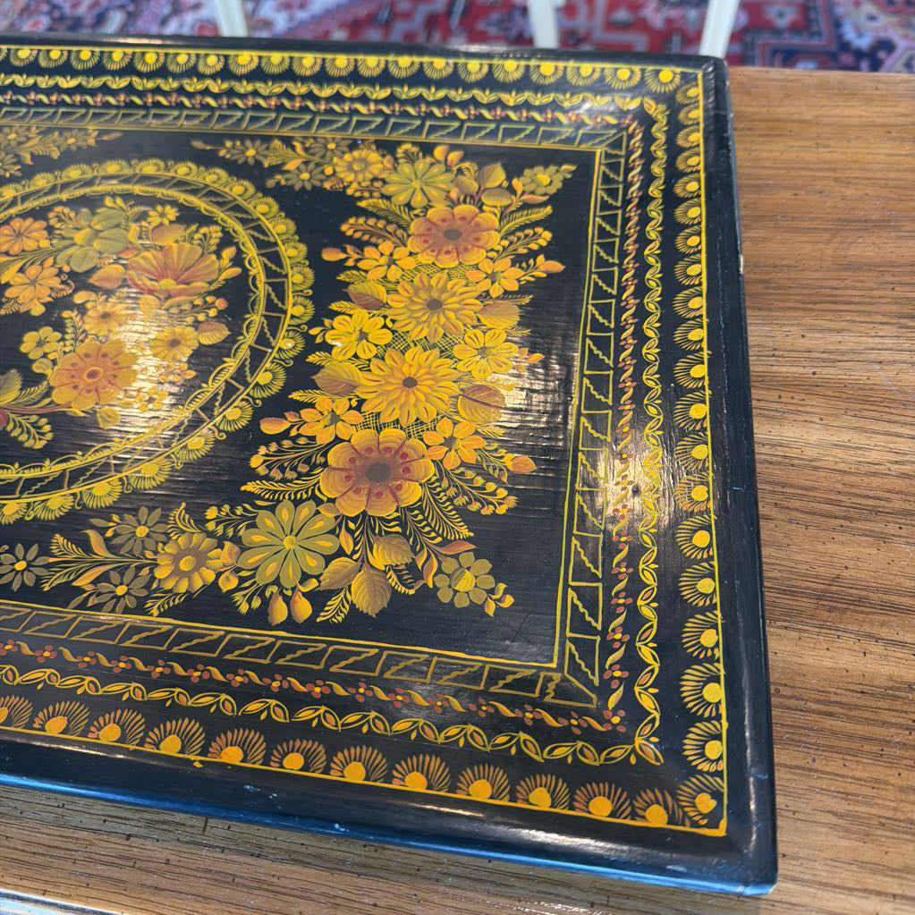 Vintage Mexican Lacquer Floral Tray
