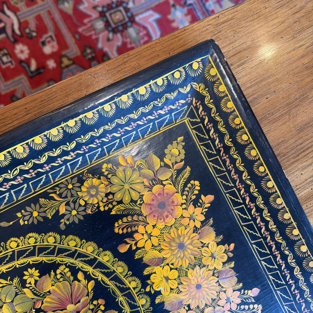 Vintage Mexican Lacquer Floral Tray