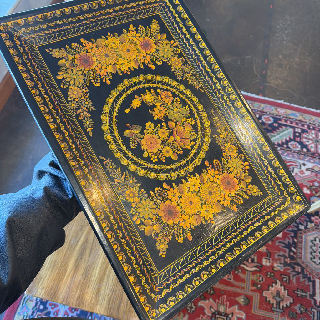 Vintage Mexican Lacquer Floral Tray