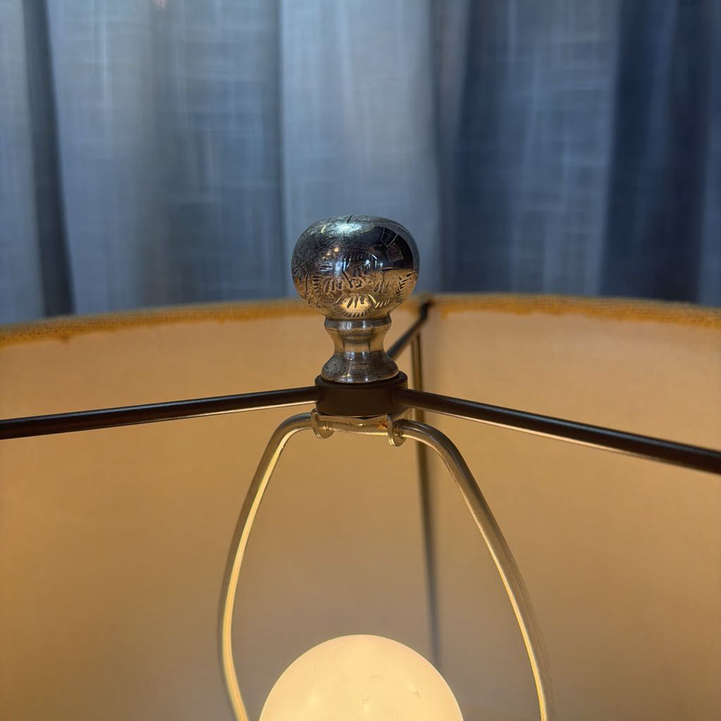 Etched Silver Metal Table Lamp