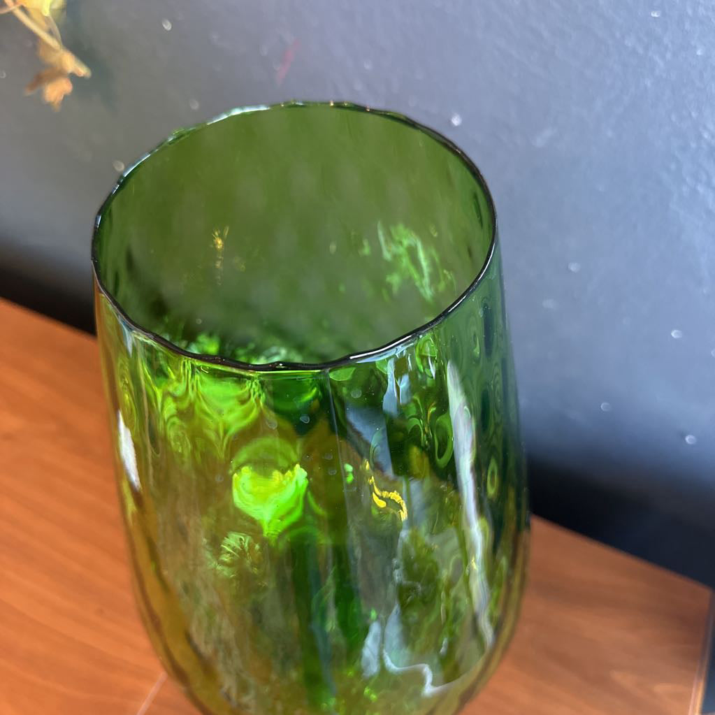 1960's Italian Empoli Green Art Hand Blown Glass