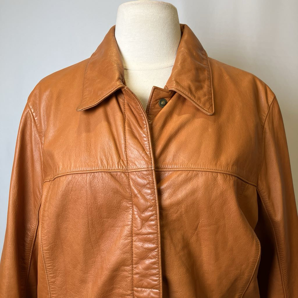 Y2K Tan Leather Jacket