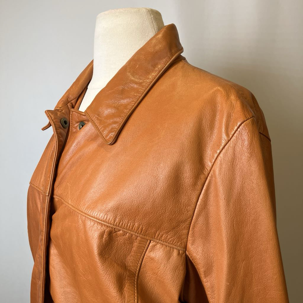 Y2K Tan Leather Jacket