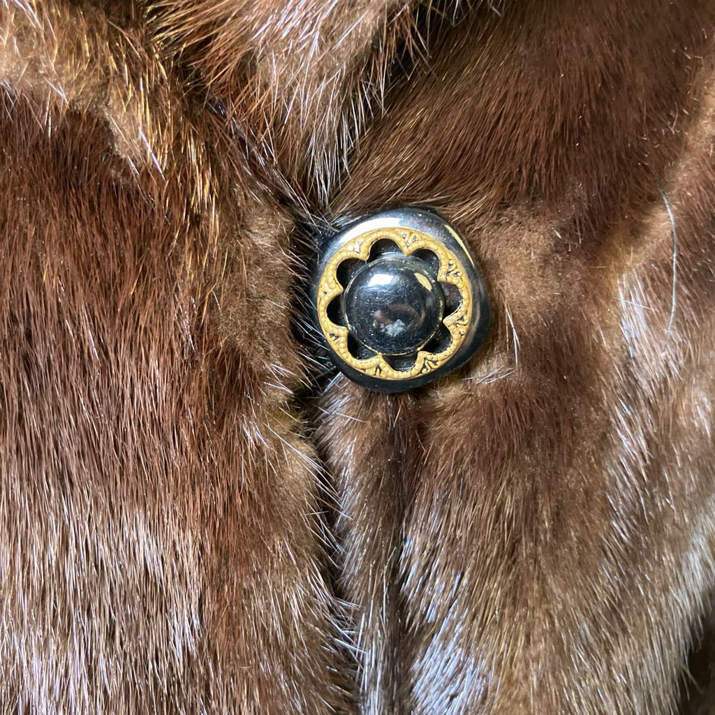 Vintage Dark Mink Belted Fur Coat