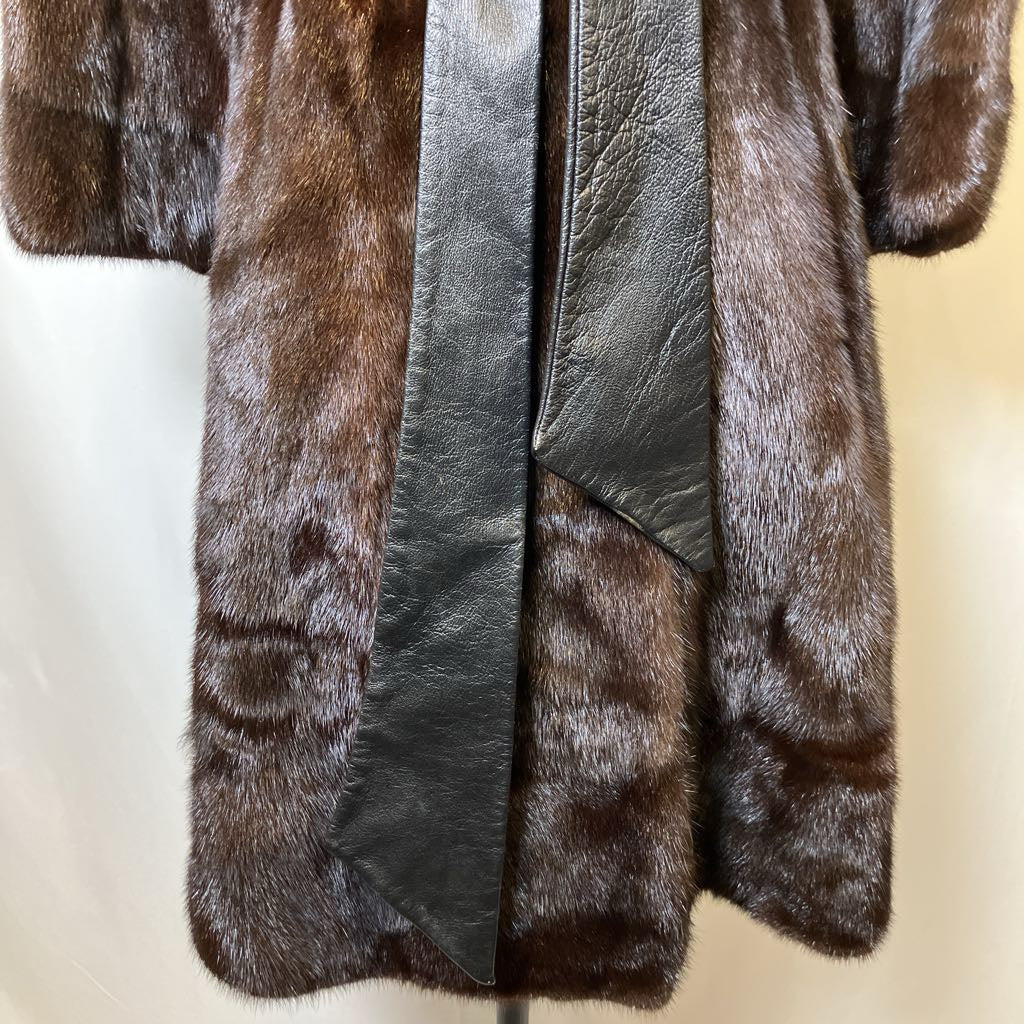 Vintage Dark Mink Belted Fur Coat