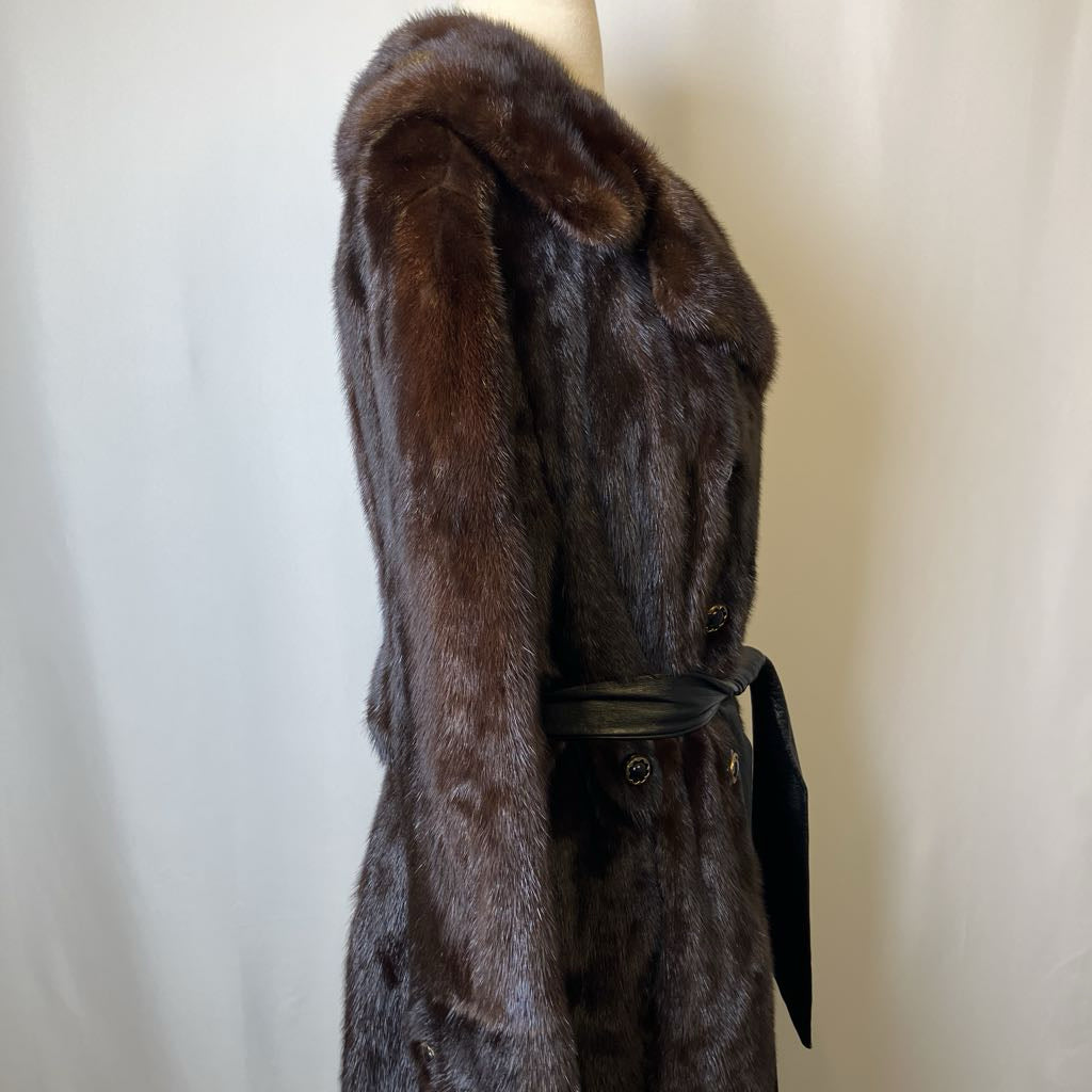 Vintage Dark Mink Belted Fur Coat