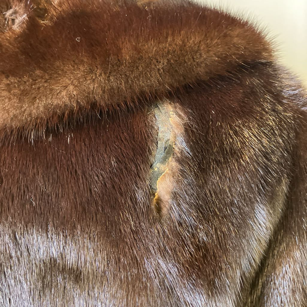 Vintage Dark Mink Belted Fur Coat