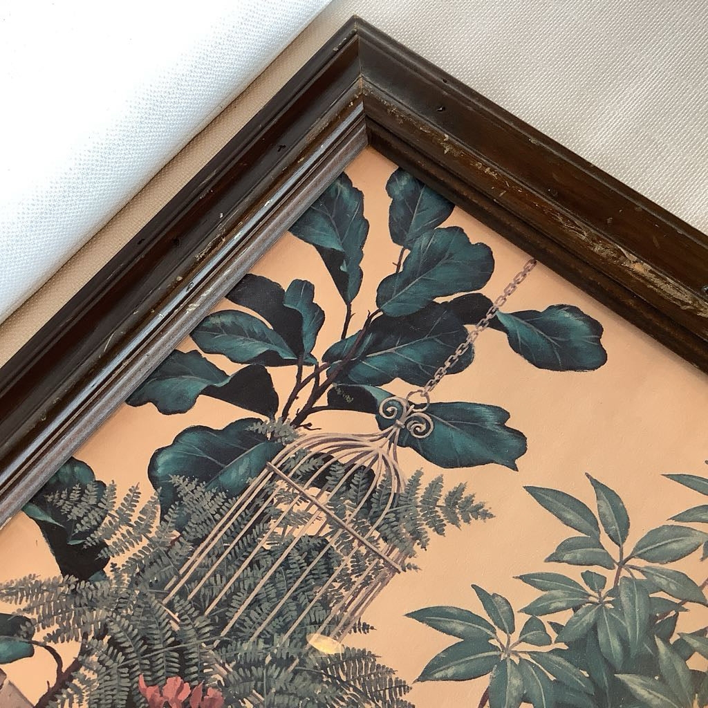 Vintage Ferns & Flowers Wall Art (2) Signed "Siran"