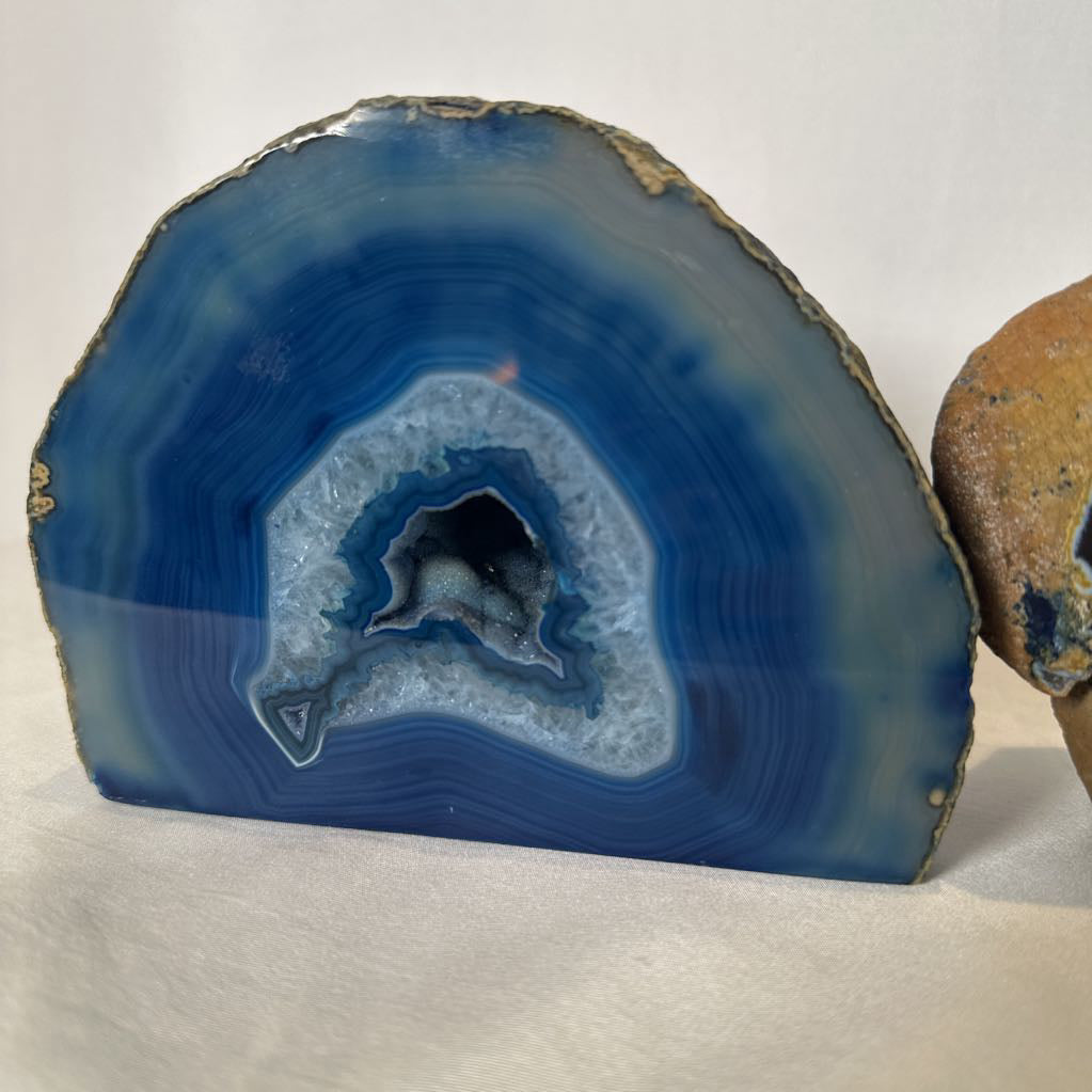 Geode with blue interior on a white background