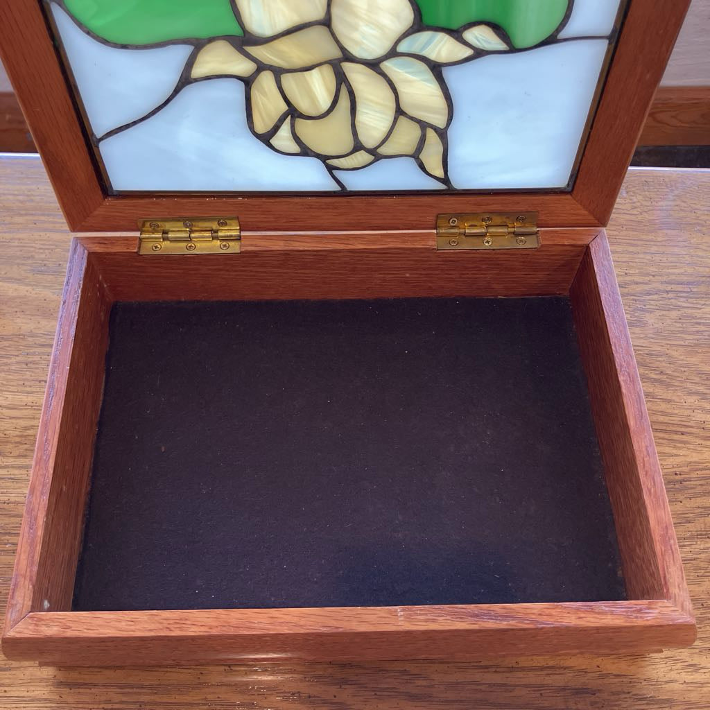 1980s Stained Glass Jewelry Box