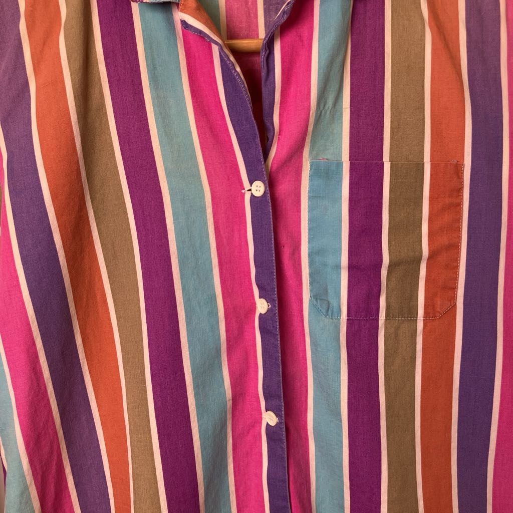 1980s Espirit's Chemise Rainbow Striped Button Down