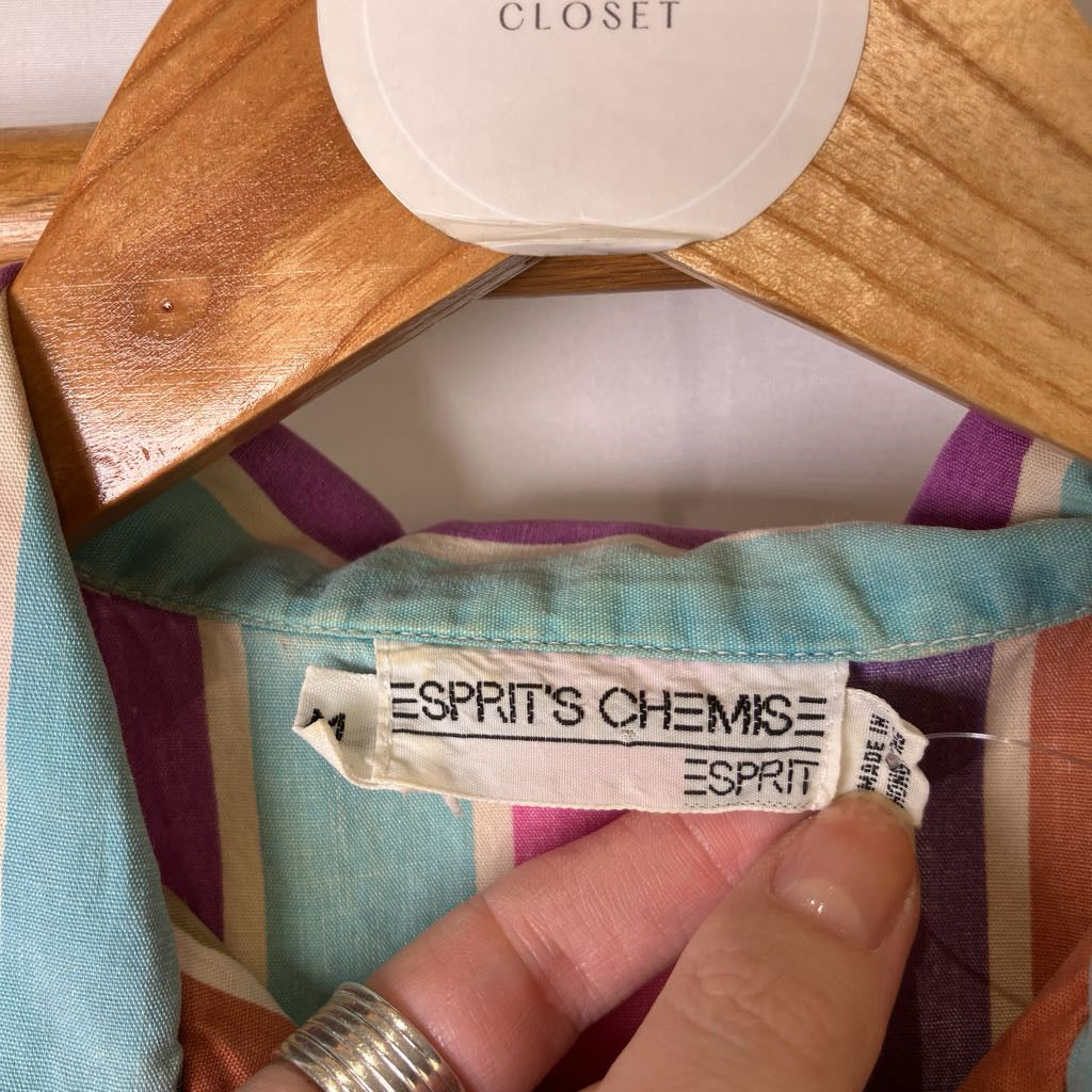 1980s Espirit's Chemise Rainbow Striped Button Down