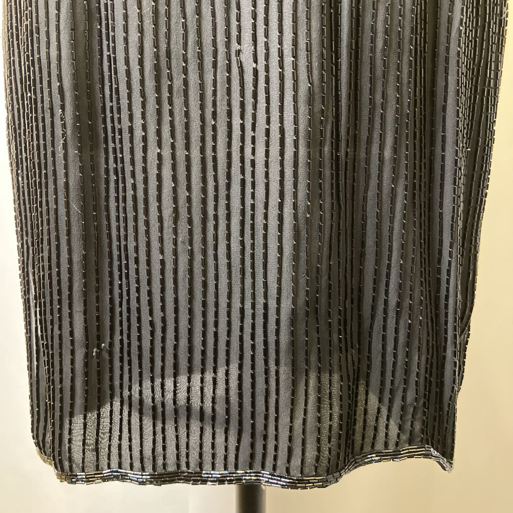 1980s Sequin & Beaded Sleeveless Black Cocktail Dress